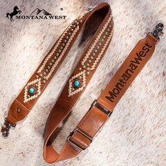 PST-2010  Montana West Western Guitar Style Tooled Cowhide Crossbody Strap