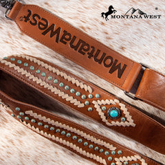 PST-2010  Montana West Western Guitar Style Tooled Cowhide Crossbody Strap