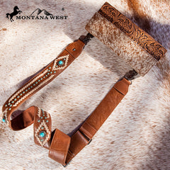 PST-2010  Montana West Western Guitar Style Tooled Cowhide Crossbody Strap