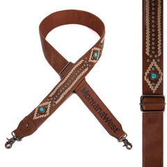 PST-2010  Montana West Western Guitar Style Tooled Cowhide Crossbody Strap
