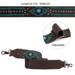 PST-2010  Montana West Western Guitar Style Tooled Cowhide Crossbody Strap