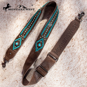 PST-2010 Montana West Western Guitar Style Tooled Cowhide Crossbody Strap