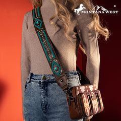 PST-2010  Montana West Western Guitar Style Tooled Cowhide Crossbody Strap