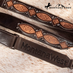 PST-2012  Montana West Western Guitar Style Tooled Crossbody Strap