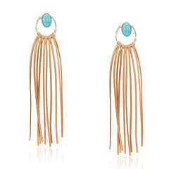 RCE-1114 Rustic Couture's  Bohemian Suede Tassel Hoop Statement Earrings
