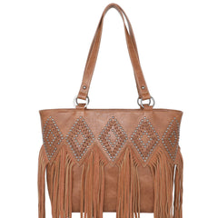 TR143G-8317W  Trinity Ranch Leather Fringe Collection Concealed Carry Tote with Matching Wallet