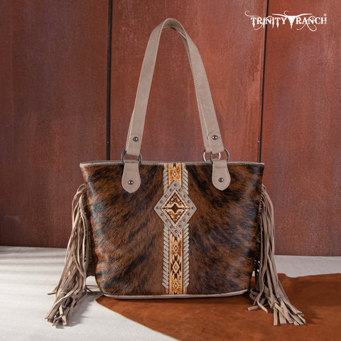 TR146G-8317 Trinity Ranch Hair On Cowhide Concealed Carry Tote