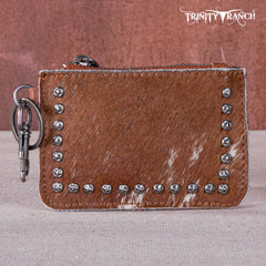 TR159 -183  Trinity Ranch Genuine Hair-On Cowhide /Tooled  Collection Phone Purse with Coin Pouch