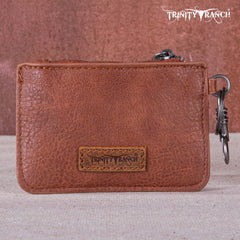 TR159 -183  Trinity Ranch Genuine Hair-On Cowhide /Tooled  Collection Phone Purse with Coin Pouch