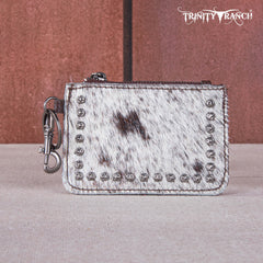 TR159 -183  Trinity Ranch Genuine Hair-On Cowhide /Tooled  Collection Phone Purse with Coin Pouch