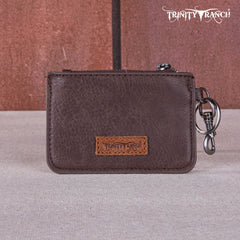 TR159 -183  Trinity Ranch Genuine Hair-On Cowhide /Tooled  Collection Phone Purse with Coin Pouch