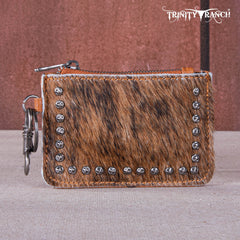 TR159 -183  Trinity Ranch Genuine Hair-On Cowhide /Tooled  Collection Phone Purse with Coin Pouch