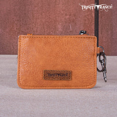 TR159 -183  Trinity Ranch Genuine Hair-On Cowhide /Tooled  Collection Phone Purse with Coin Pouch