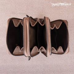 TR159 -183  Trinity Ranch Genuine Hair-On Cowhide /Tooled  Collection Phone Purse with Coin Pouch