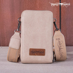 TR159 -183  Trinity Ranch Genuine Hair-On Cowhide /Tooled  Collection Phone Purse with Coin Pouch