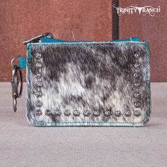 TR159 -183  Trinity Ranch Genuine Hair-On Cowhide /Tooled  Collection Phone Purse with Coin Pouch