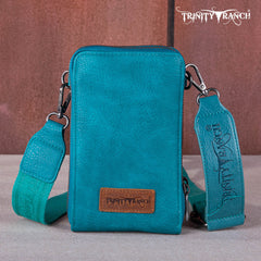 TR159 -183  Trinity Ranch Genuine Hair-On Cowhide /Tooled  Collection Phone Purse with Coin Pouch