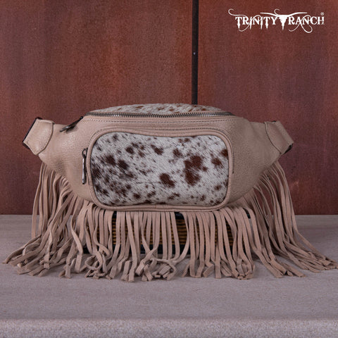 TR165-194A  Trinity Ranch Genuine Hair-On Cowhide Fringe Belt Bag