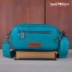 TR165-197  Trinity Ranch Genuine Hair-On Cowhide Triple Zippered Pocket Fringe Belt Bag