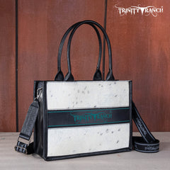 TR170G-8119S   Trinity Ranch Hair On Cowhide Concealed Carry Tote/Crossbody - Black