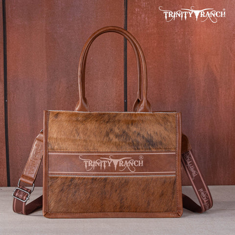 TR170G-8119S Trinity Ranch Hair On Cowhide Concealed Carry Tote/Crossbody - Brown