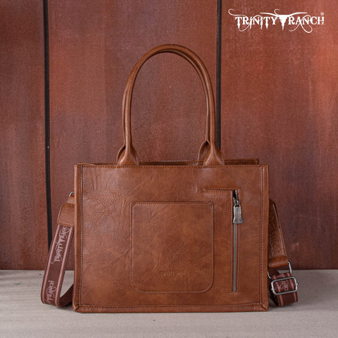 TR170G-8119S Trinity Ranch Hair On Cowhide Concealed Carry Tote/Crossbody - Brown