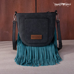 TR171-8360  Trinity Ranch Hair-On Cowhide Fringe Crossbody Bag -Black