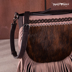 TR171-8360  Trinity Ranch Hair-On Cowhide Fringe Crossbody Bag -Coffee