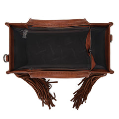 TR188-2003   Trinity Ranch Floral Tooled Fringe Concealed Carry Tote/Crossbody