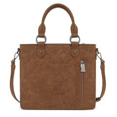 TR194-8250  Trinity Ranch Floral Tooled Fringe Tote/Crossbody