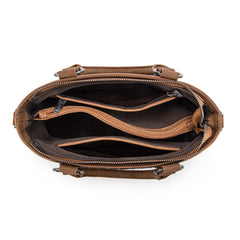 TR194-8250  Trinity Ranch Floral Tooled Fringe Tote/Crossbody