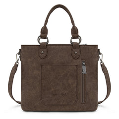TR194-8250  Trinity Ranch Floral Tooled Fringe Tote/Crossbody