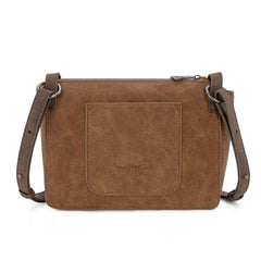 TR196-8287  Trinity Ranch Aztec Tooled Fringe Crossbody