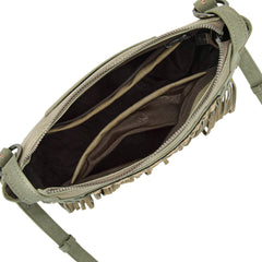 TR196-8287  Trinity Ranch Aztec Tooled Fringe Crossbody