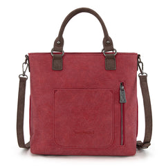 TR196G-8260  Trinity Ranch  Aztec Tooled Fringe Concealed Carry Tote/Crossbody