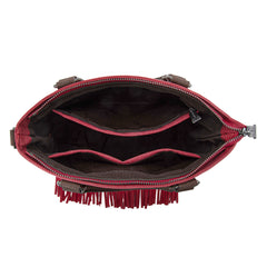 TR196G-8260  Trinity Ranch  Aztec Tooled Fringe Concealed Carry Tote/Crossbody