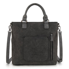 TR196G-8260  Trinity Ranch  Aztec Tooled Fringe Concealed Carry Tote/Crossbody