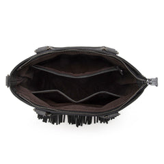 TR196G-8260  Trinity Ranch  Aztec Tooled Fringe Concealed Carry Tote/Crossbody