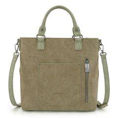 TR196G-8260  Trinity Ranch  Aztec Tooled Fringe Concealed Carry Tote/Crossbody