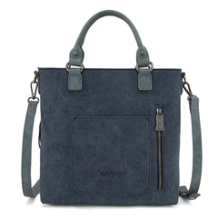 TR196G-8260  Trinity Ranch  Aztec Tooled Fringe Concealed Carry Tote/Crossbody