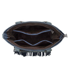 TR196G-8260  Trinity Ranch  Aztec Tooled Fringe Concealed Carry Tote/Crossbody