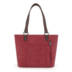 TR196G-8317  Trinity Ranch  Aztec Tooled Fringe Concealed Carry Tote