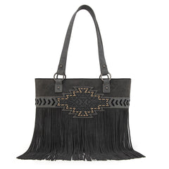 TR196G-8317  Trinity Ranch  Aztec Tooled Fringe Concealed Carry Tote