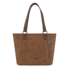 TR196G-8317  Trinity Ranch  Aztec Tooled Fringe Concealed Carry Tote