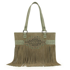 TR196G-8317  Trinity Ranch  Aztec Tooled Fringe Concealed Carry Tote