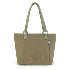 TR196G-8317  Trinity Ranch  Aztec Tooled Fringe Concealed Carry Tote