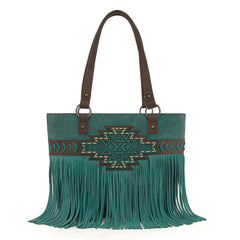 TR196G-8317  Trinity Ranch  Aztec Tooled Fringe Concealed Carry Tote