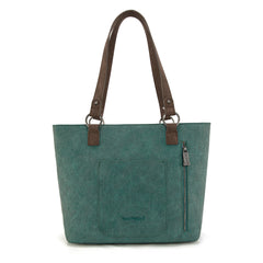 TR196G-8317  Trinity Ranch  Aztec Tooled Fringe Concealed Carry Tote