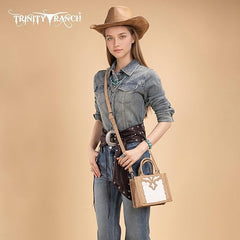 TR198-8121  Trinity Ranch Western Hair-On Cowhide Mini Tote/Crossbody