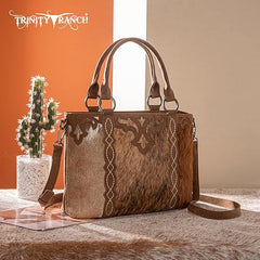 TR198G-8899 Trinity Ranch Genuine Hair-On Cowhide Collection Concealed Carry Tote